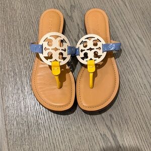 Tory Burch Tan and Yellow Miller Sandals